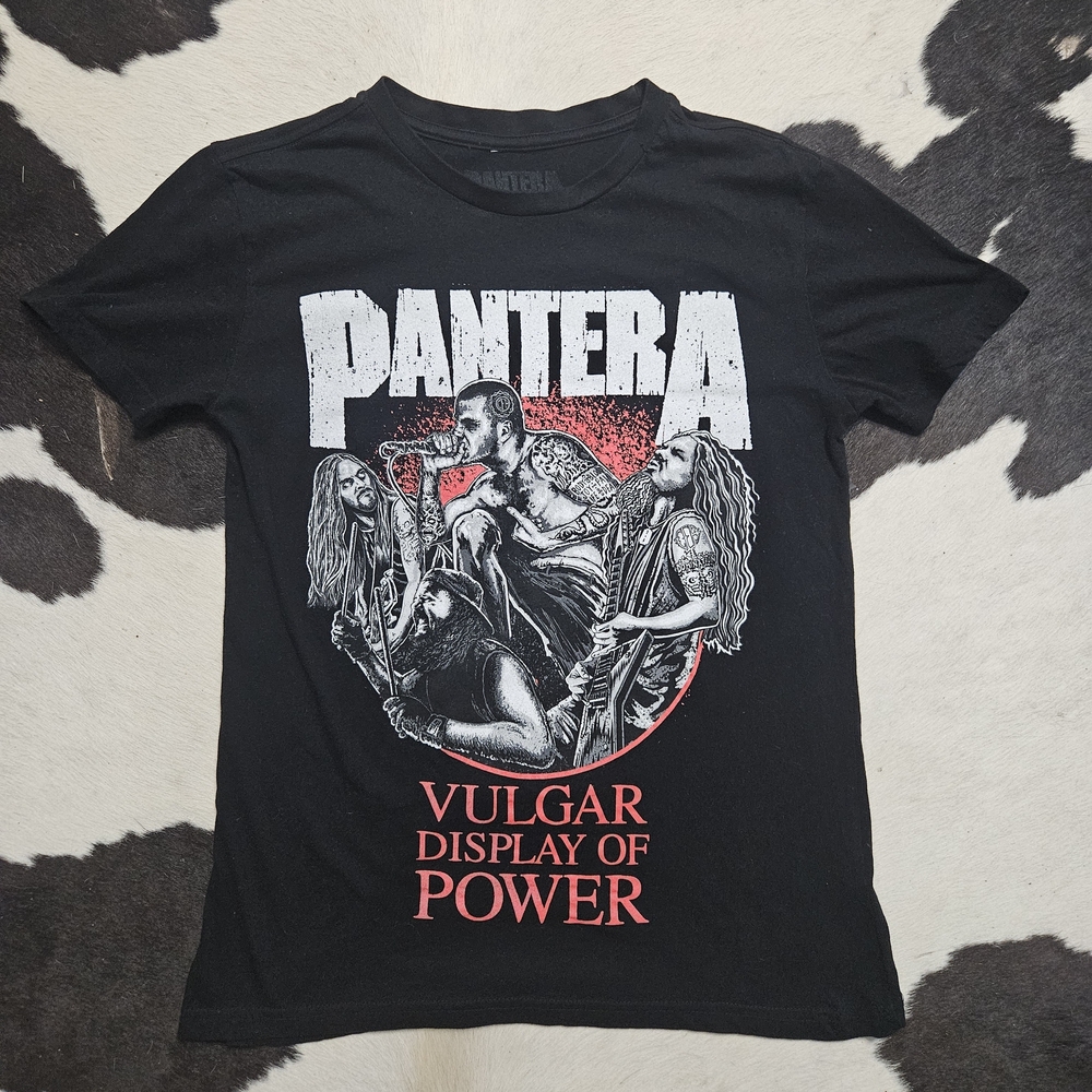 PANTERA Band T- Black Short Sleeve Graphic Tee Vulgar Display Of Power Small